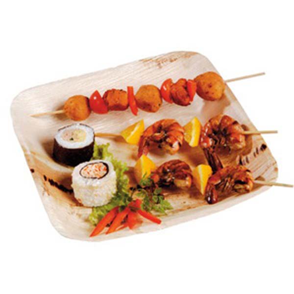 24cm Biopak Palm Leaf Square Plate Kraft