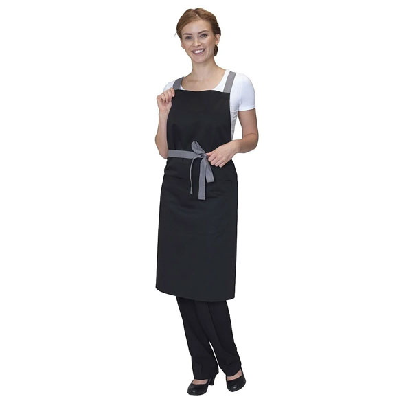 Dennys Crossback Apron With Grey Tie Tapes