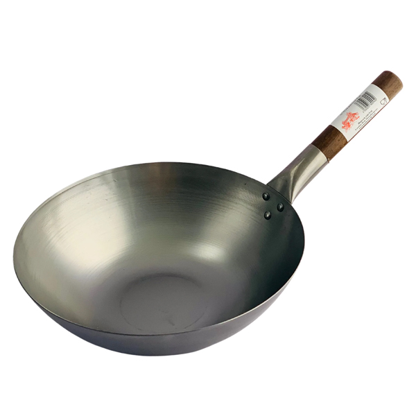 13&quot; Flat Base Black Iron Wok