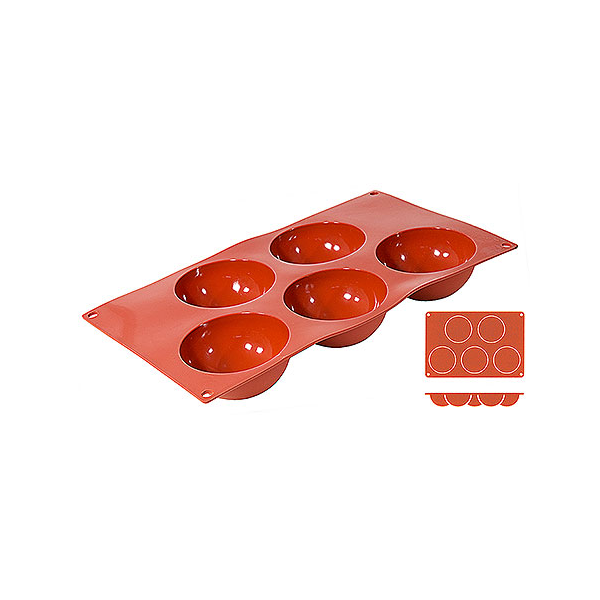 30x17.5cm 5-Cavity Silicone Hemispherical