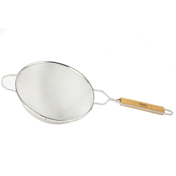 20cm Double Mesh Bowl Strainer Wooden