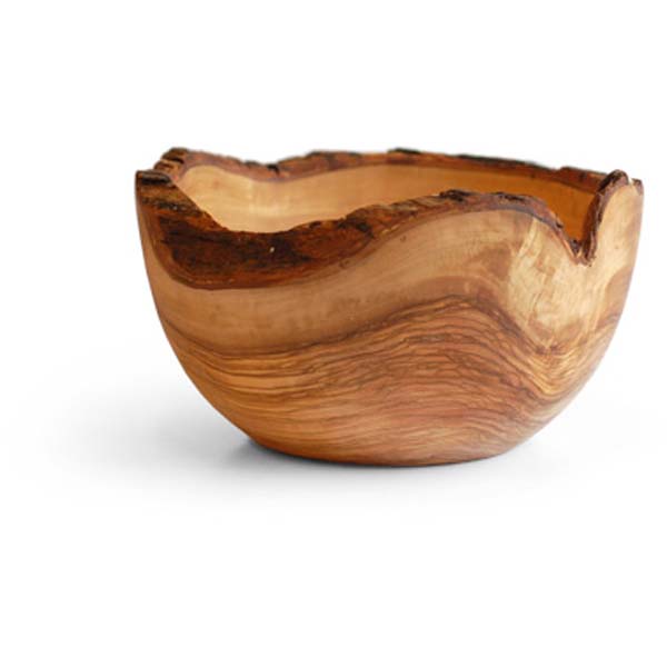 23cm Naturally Med Olive Wood Rustic Bowl