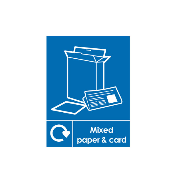 200x150mm Mixed Paper & Card Bin S/A Sign