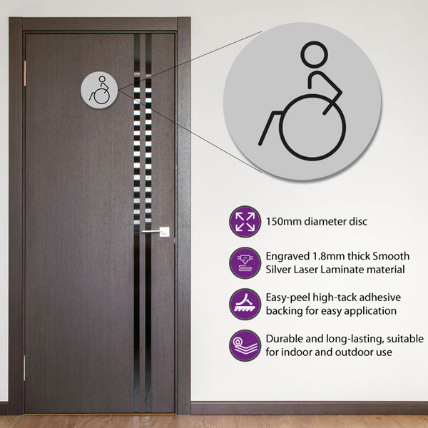 150mm Disabled Toilet Symbol Left S/A