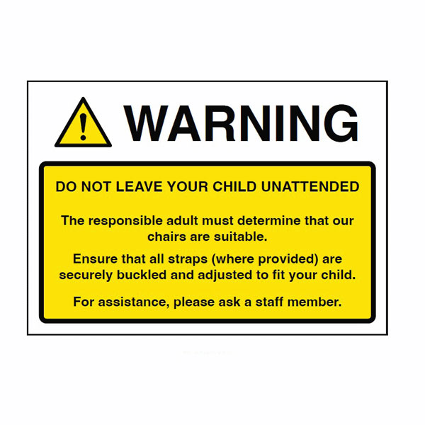 105x148mm Warning Do Not Leave Your Child